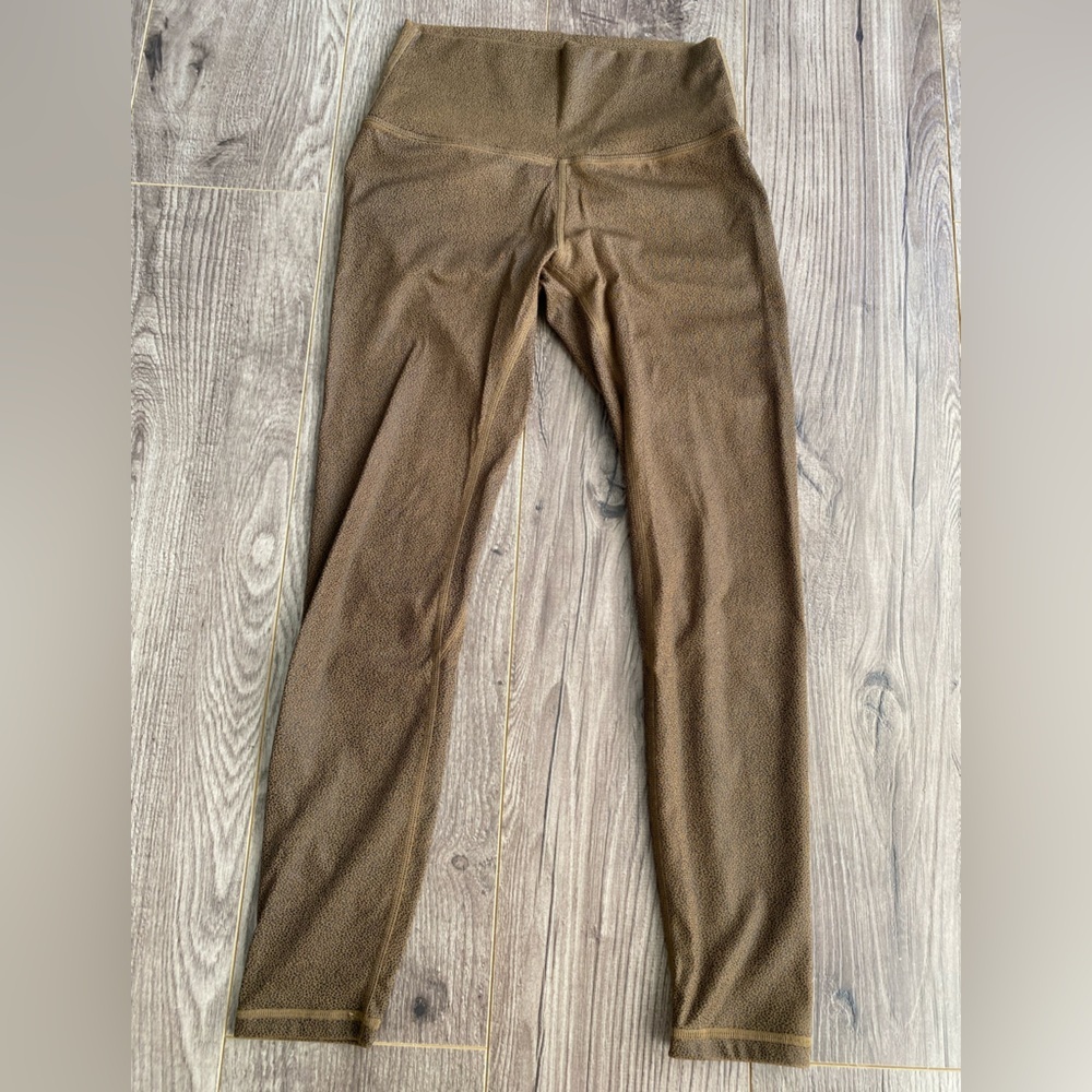 ZYIA tan leggings w/ black speck pattern
